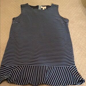 Sail to Sable Ruffled Blue and White Tank Mini Dress